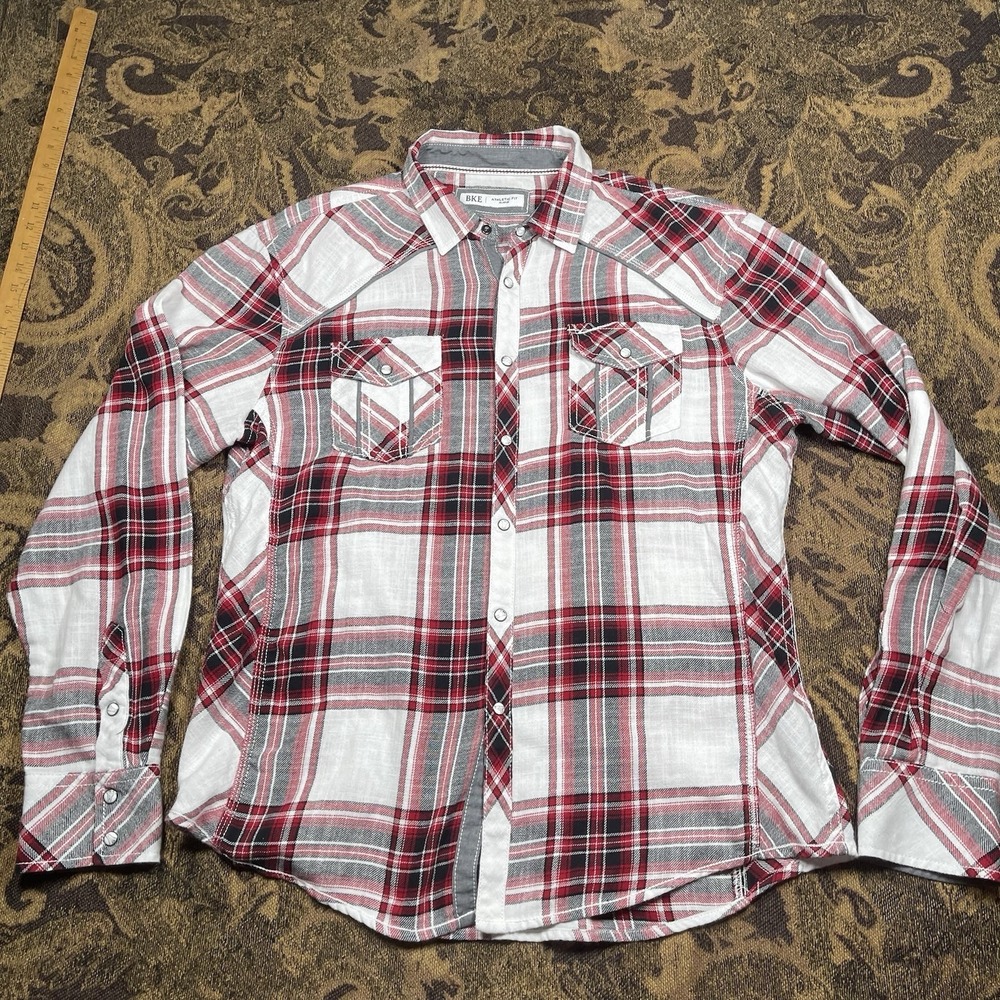 BKE Buckle Athletic Men's Size XL Western Pearl Snap Long Sleeve Plaid Shirt